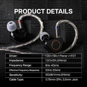 Linsoul SIMGOT SuperMix 4 Hybrid IEM Earphones 1DD+1BA+Planar+PZT HiFi Gaming Ne